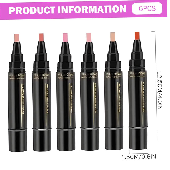 3-in-1-Nagellackstift-Set, 6-teilig – schnell trocknende Nagellackstifte, in einem Schritt einweiche