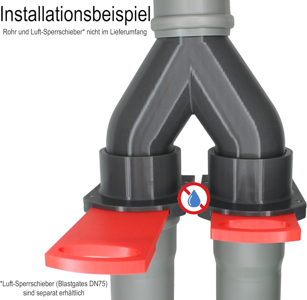 DRUCKKRAFT 2-Wege Abzweig Rohr DN75 | Abzweigstück | Y-Verteiler | Absauganlage | Volumenstrom | Roh