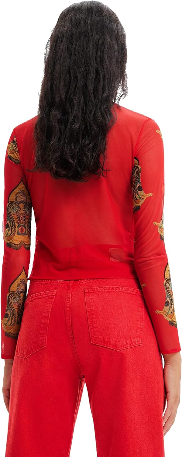 Desigual Damen Long Sleeve T-Shirt S Rot, S Rot