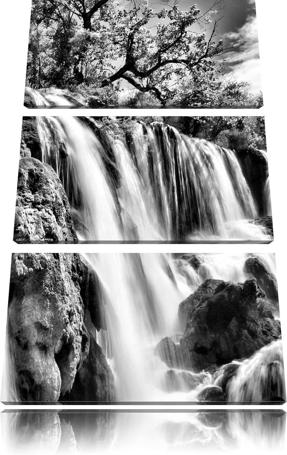 Pixxprint Wasserfall im Dschungel als Leinwandbild/Grösse: 3 Teilig (120x80) cm/Wandbild/Kunstdruck/
