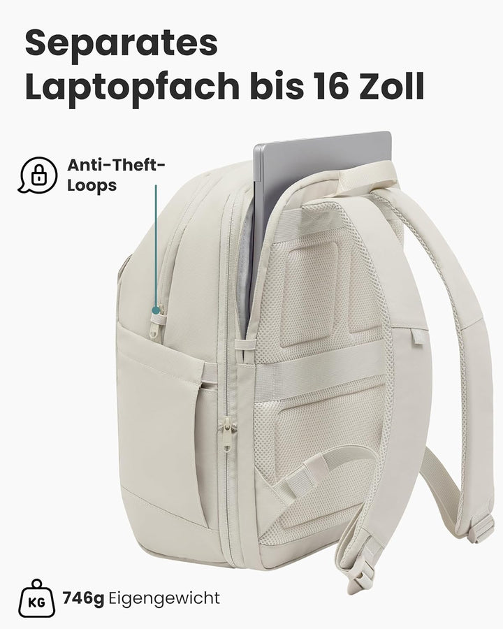 LARKSON Business Laptop Rucksack Herren Beige - Bjarne Small - Kleiner Arbeitsrucksack mit 16 Zoll L