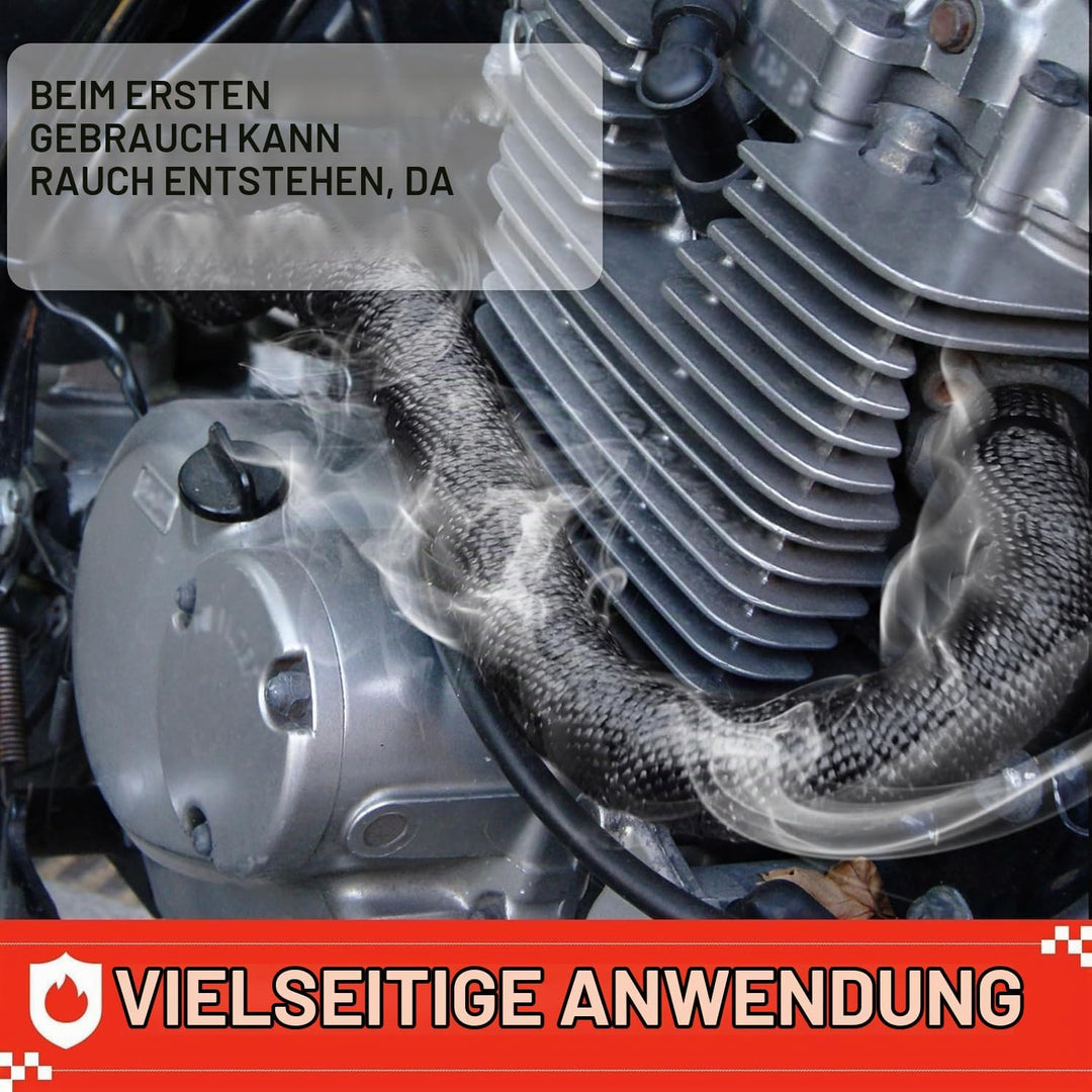 Hitzeschutzband Motorrad 10M Schwarz, Auspuff Hitzeschutzband mit 10 Stück 300x4,6 mm Deecam Kabelbi