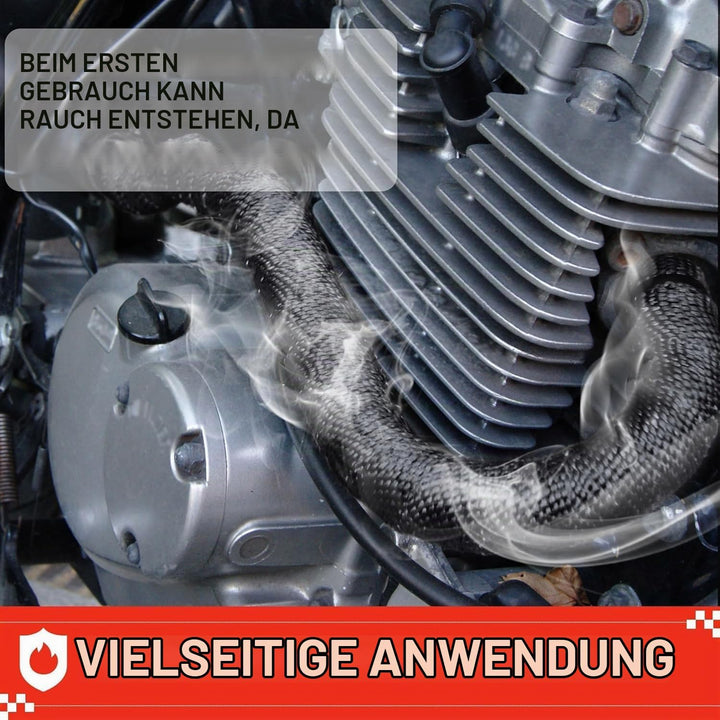 Hitzeschutzband Motorrad 10M Schwarz, Auspuff Hitzeschutzband mit 10 Stück 300x4,6 mm Deecam Kabelbi