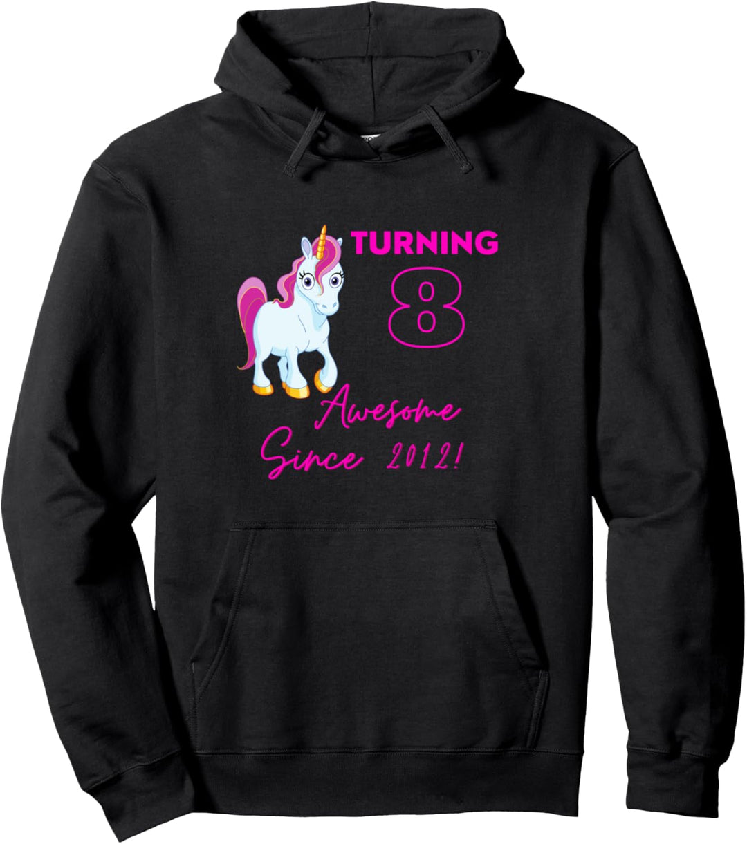Funny Cute 8 Years Old 8th Birthday Unicorn Pullover Hoodie