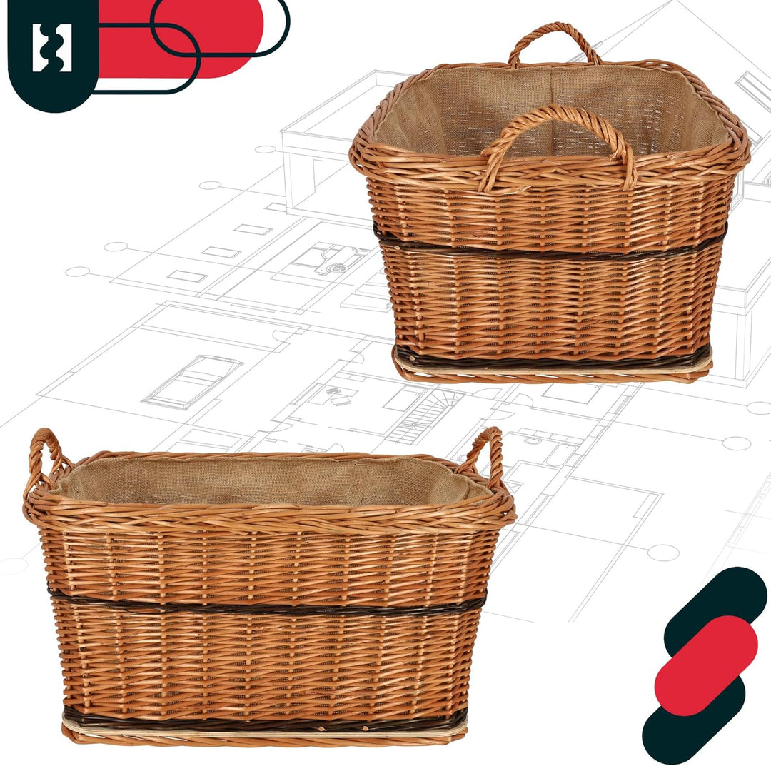 KOTARBAU® Weidenkorb für Brennholz - Holzkorb für Kaminholz - Erntekorb - 60x50 cm - Kaminholzkorb m