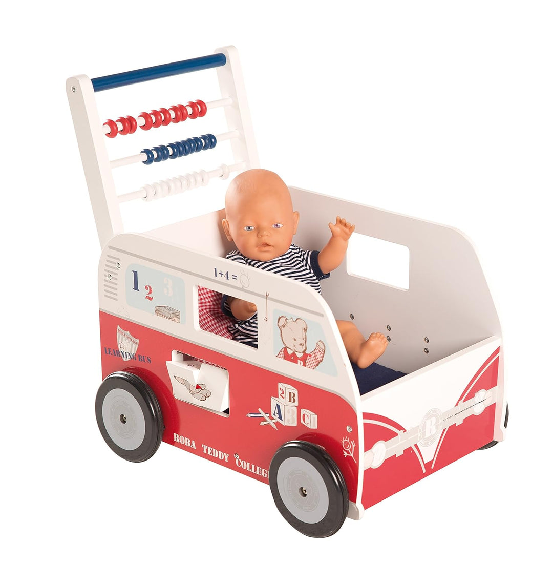 roba Teddybus aus Puppenmöbel Serie 'Teddy College', Puppenwagen weiss lackiert, Puppenzubehör inkl.