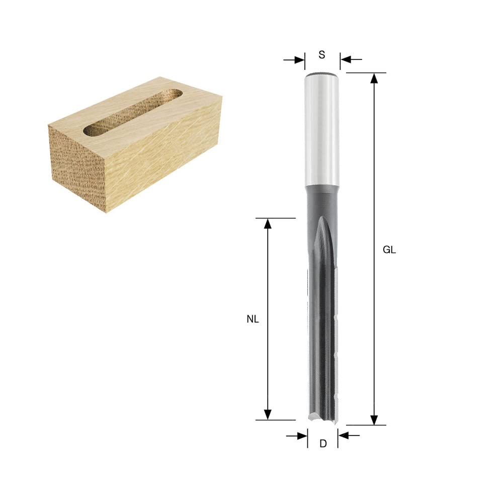 ENT 25473 Langlochfräsbohrer WS, Schaft (S) 16 mm, Ø 10 mm, Nutzlänge (NL) 70 mm, GL 125 mm, rechtsd