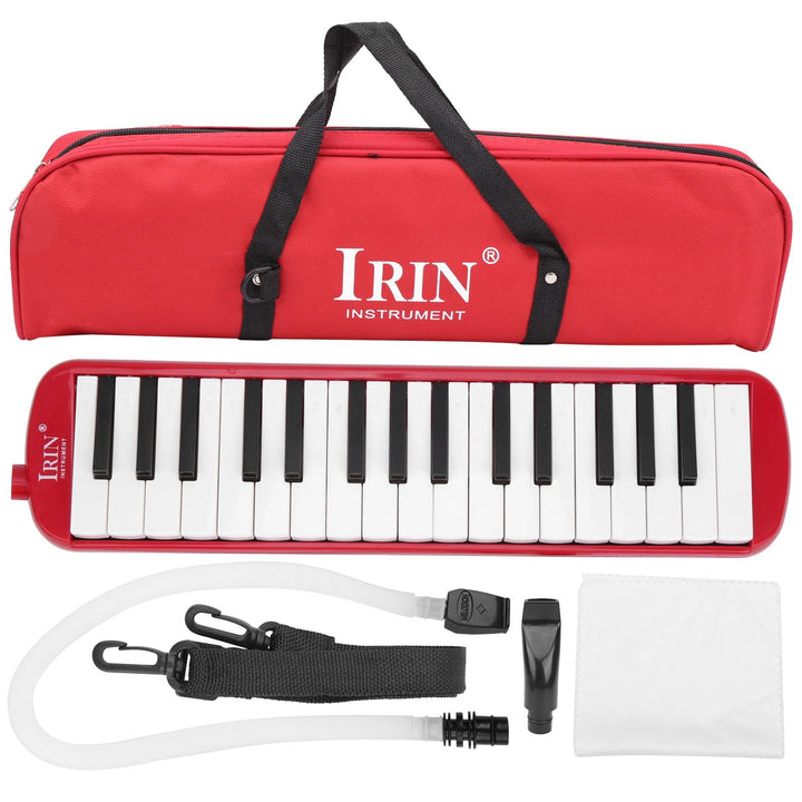IRIN Melodica 32 Tasten Windinstrument, ideal für Anfänger, inkl. Praxis-Tasche, rot
