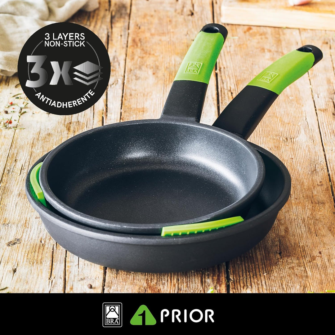 BRA PRIOR - 30 cm Bratpfanne, Aluminiumguss mit Teflon Classic Antihaft, geeignet für alle Küchentyp