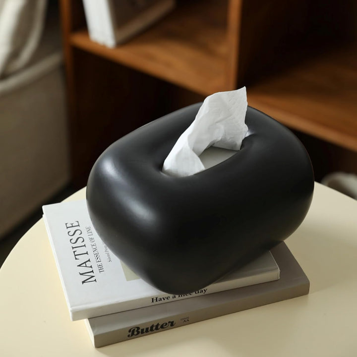 Keramik Kosmetiktücherbox Beige, dekorativer Taschentuchspender für Wohnzimmer, Badezimmer und Flur,