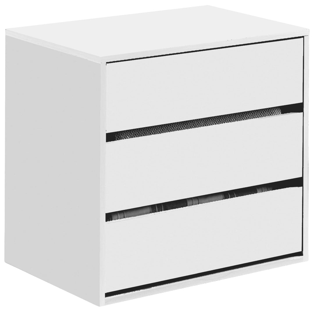 Habitdesign Kommode mit DREI Schubladen in Mattweiss, Masse: 60 cm (Breite) x 57 cm (Höhe) x 44 cm (