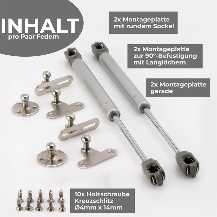 ID Dinkel Gasfeder 4 Stück mechanische Gasdruckfeder 200N Gasdruckdämpfer Klappenbeschlag Kompressio