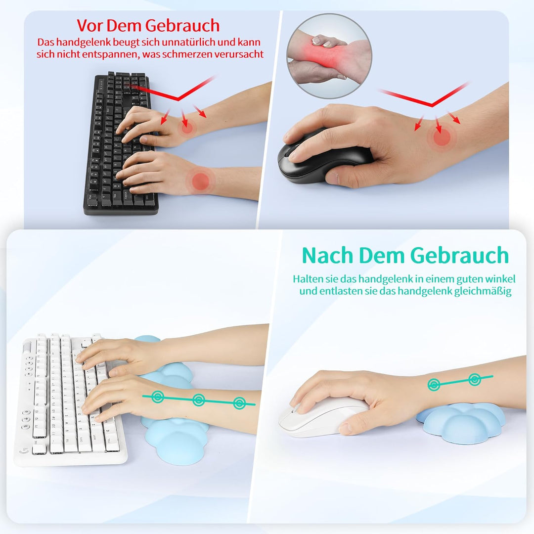 Sushret Wolke Handballenauflage Tastatur, Ergonomisches Wolke Handauflage Tastatur Mit Pu Leder Memo