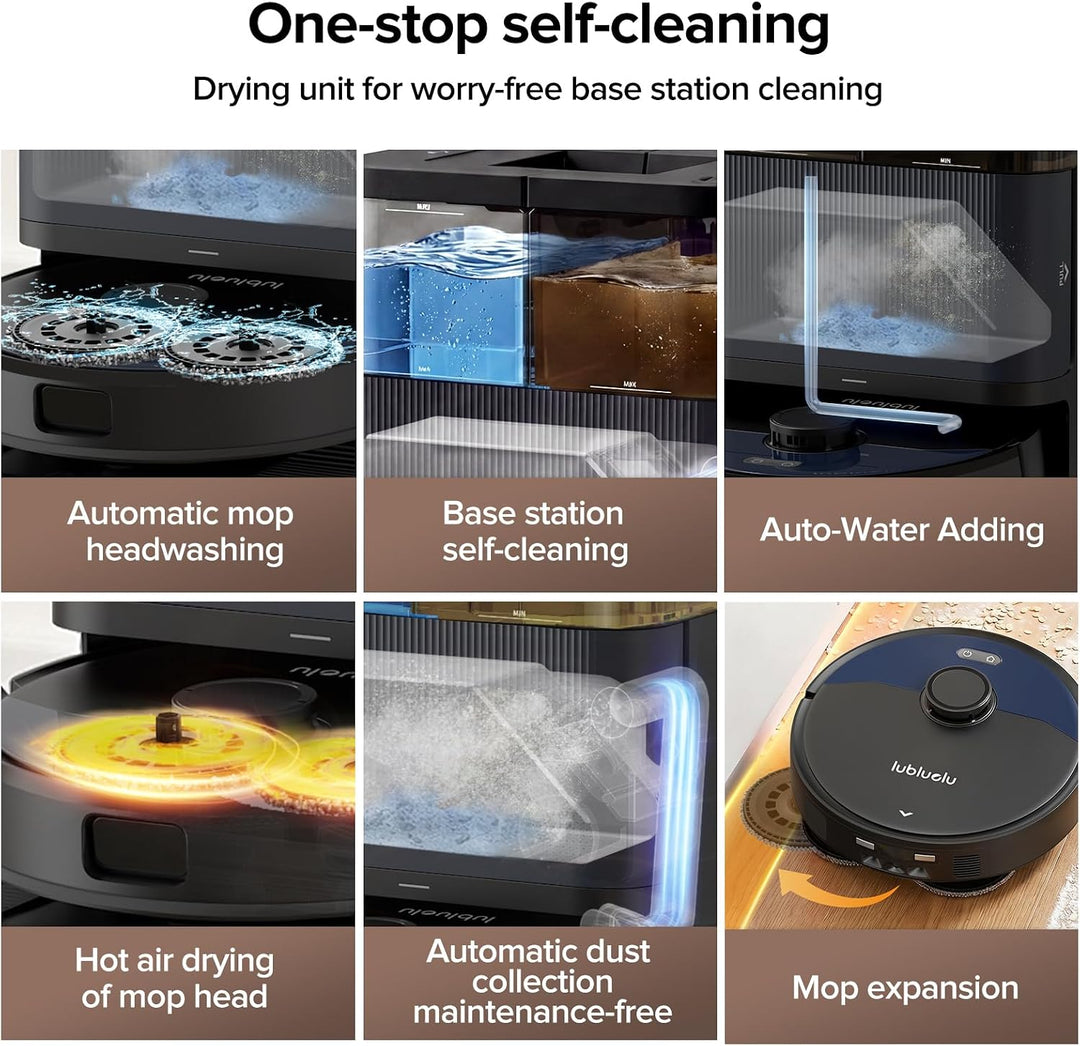 Lubluelu S1000 Robotic Vacuum Cleaner: 17500Pa Powerful Suction, 180 Minute Endurance, Auto Empty an