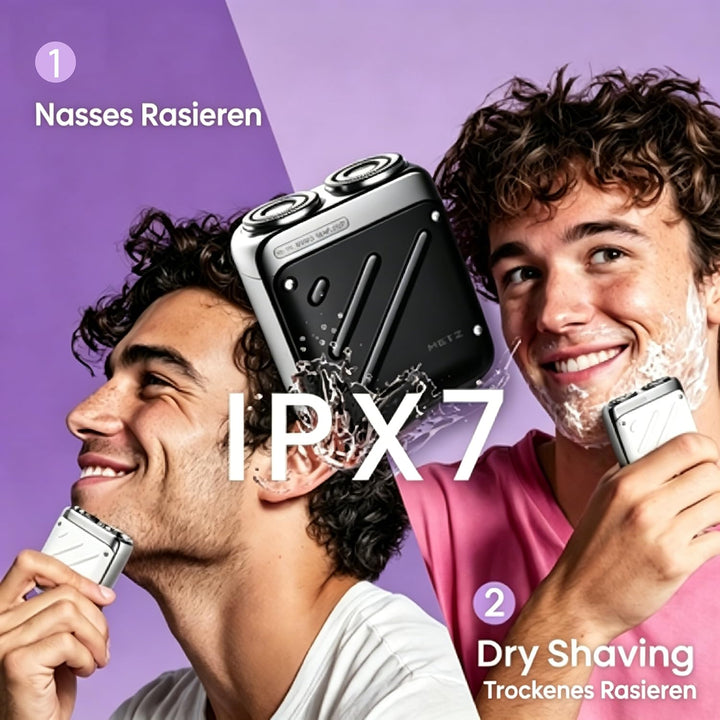Skyworth Metz Rasierer Herren, Tragbarer Elektrorasierer mit Reiseetui, Nass und Trockenrasierer mit