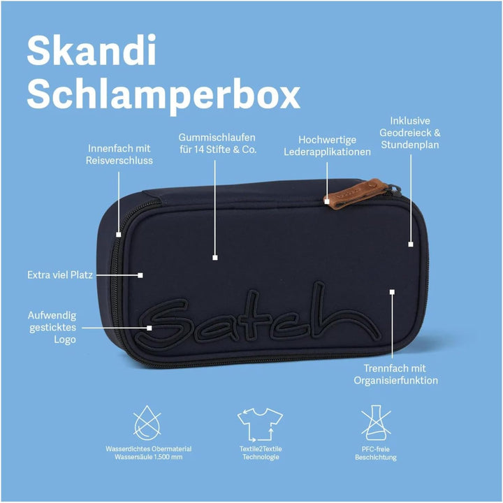 Satch Schlamperbox extra gross inkl. Trennfach Reissverschlussfach Stiftehalter Geodreieck Sichtfens