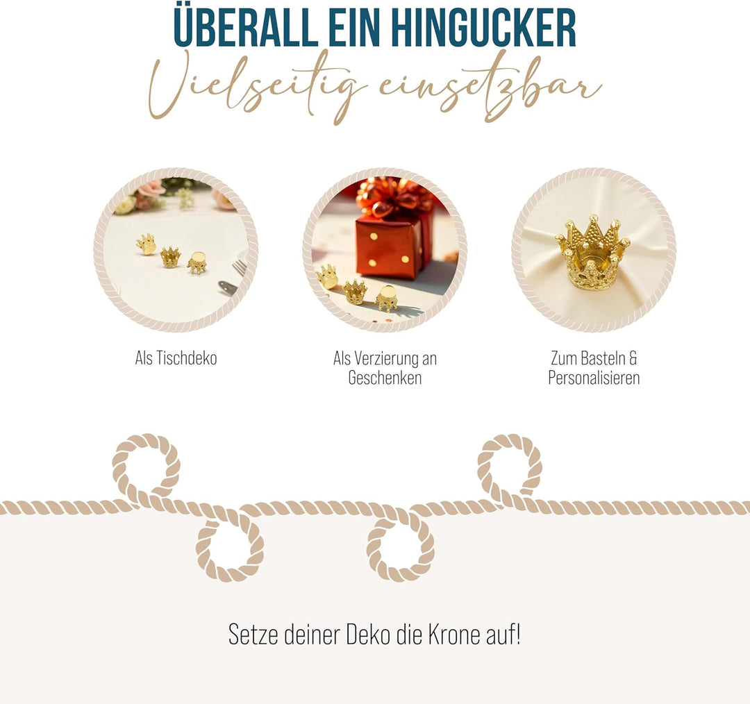 Kronen Streudeko, 8 Stück: Mini Krönchen Set, Tischdeko Klein, Verzierung Geschenke & Give-Away, Tis