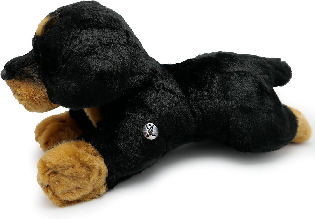 Rottweiler Kuscheltier Hund liegend schwarz-rot Plüschtier Tessa - Kuscheltiere*biz