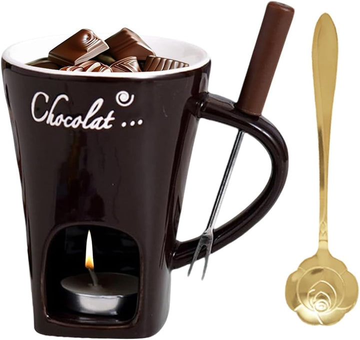 Fondue-Tasse | hitzebeständiger Keramik-Topf | Mini-Fonduetasse | für Käse, Karamell, Marshmallows S