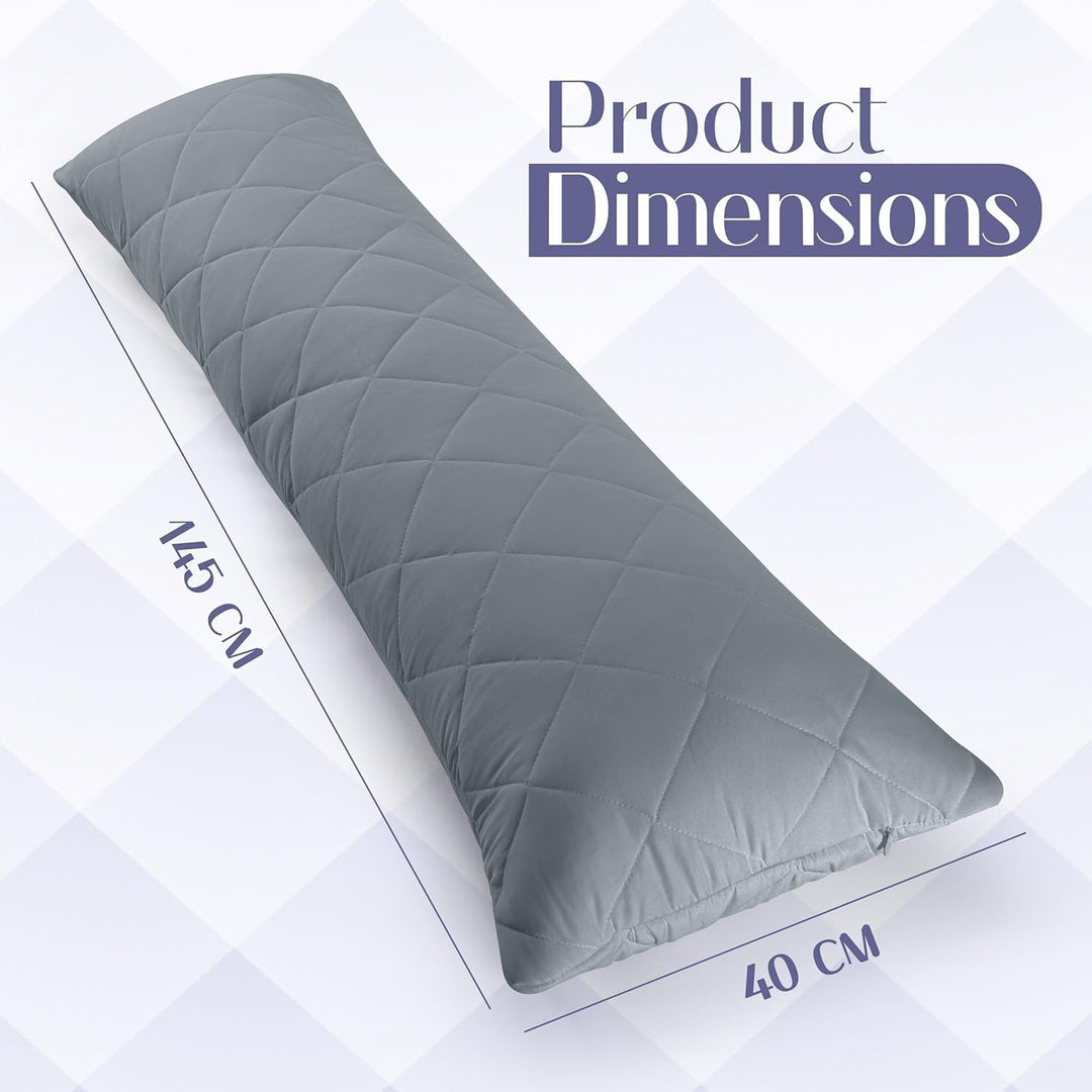 Utopia Bedding Seitenschläferkissen 40x145 cm Body Pillow Langes Kissen | Grau Bezug aus gesteppter