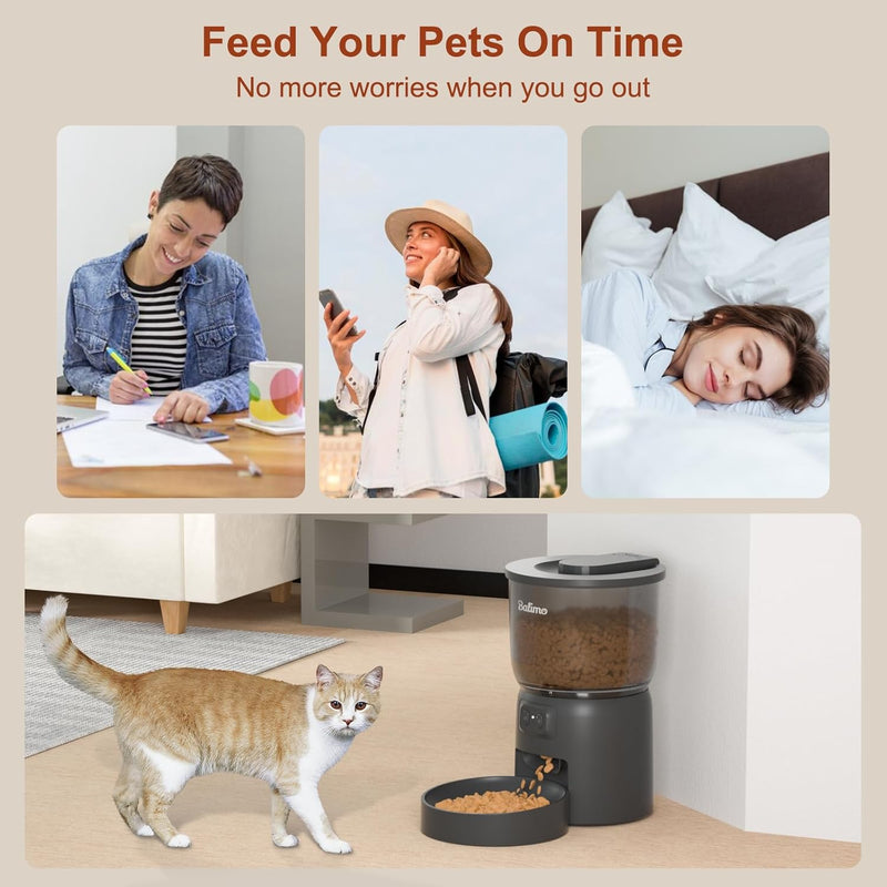 Balimo 3 l automatischer Katzenfutterspender | Futterspender für Katzen 2,4 G WiFi | Sprachfunktion