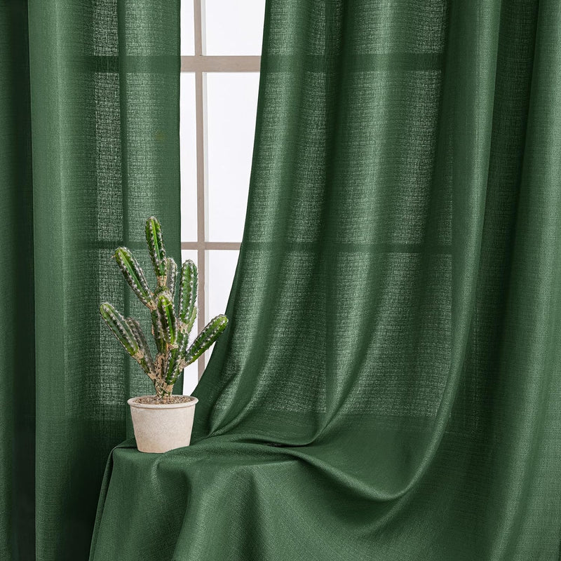 MIULEE 2er Set Voile Vorhang Sheer Leinenvorhang mit Ösen Transparente Unregelmässige Textur Gardine