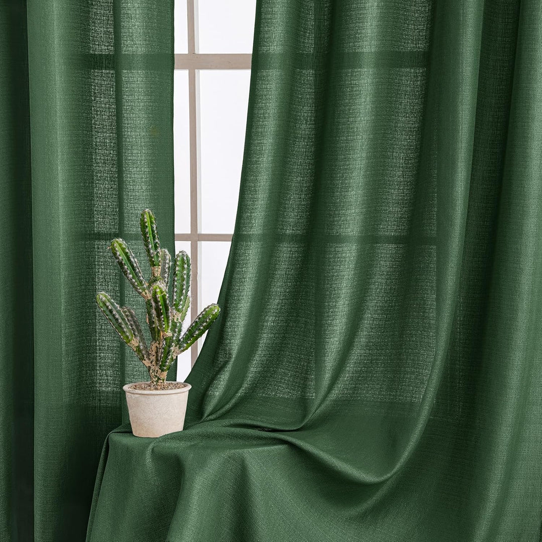 MIULEE 2er Set Voile Vorhang Sheer Leinenvorhang mit Ösen Transparente Unregelmässige Textur Gardine