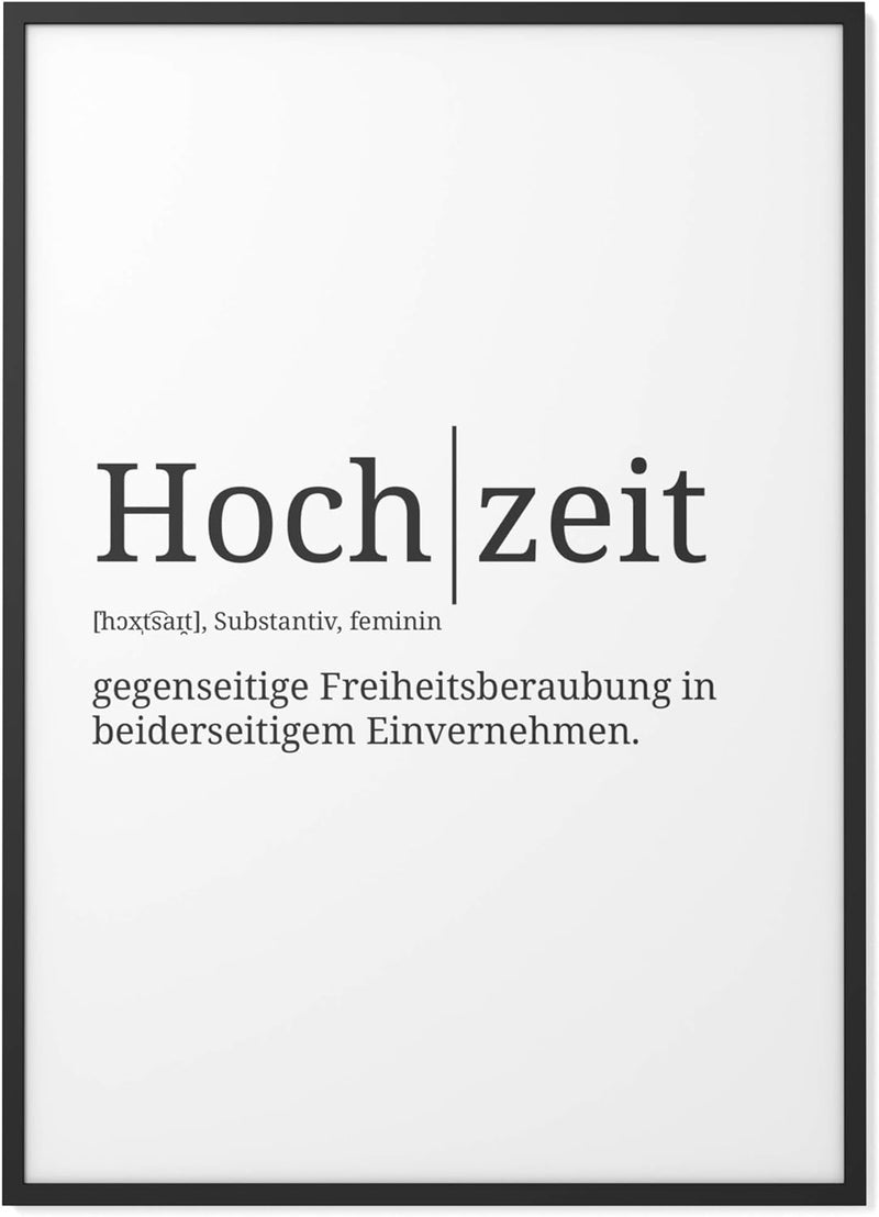 Papierschmiede® Definition: Hochzeit, DIN A1 (59x84 cm), XXL Poster für Wohnzimmer, Schlafzimmer, Kü