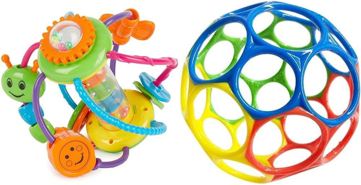 Bieco Motorikball für Babys ab 6 Monate | Greifball und Beissring mit Rassel & Bright Starts, Oball