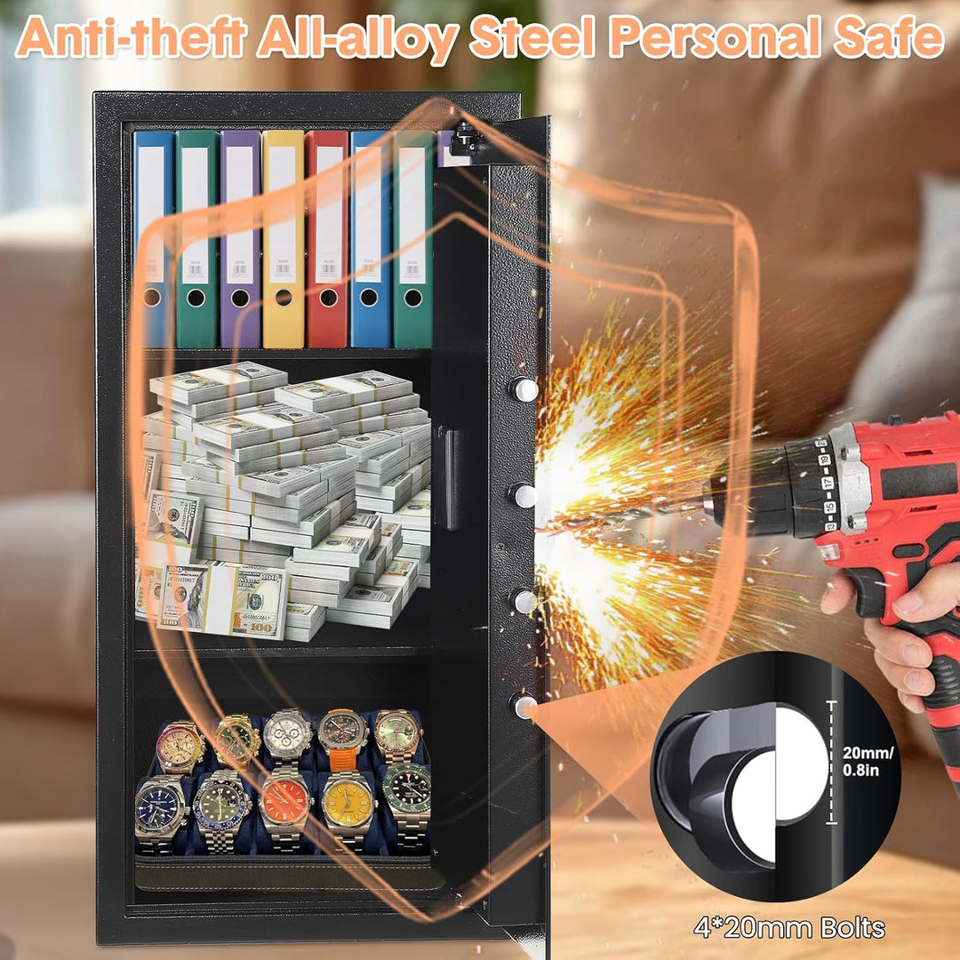 Garvee 74L Safe Tresor mit Zahlencode, Schlüssel &amp; Feuerfester Tasche, Tresor für Zuhause / Hotel, A