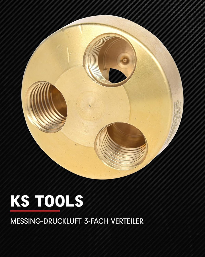 KS Tools Messing Druckluftverteiler 3-fach 1/4" 515.3375 41mm I Druckluft Verbinder Anschluss von 3