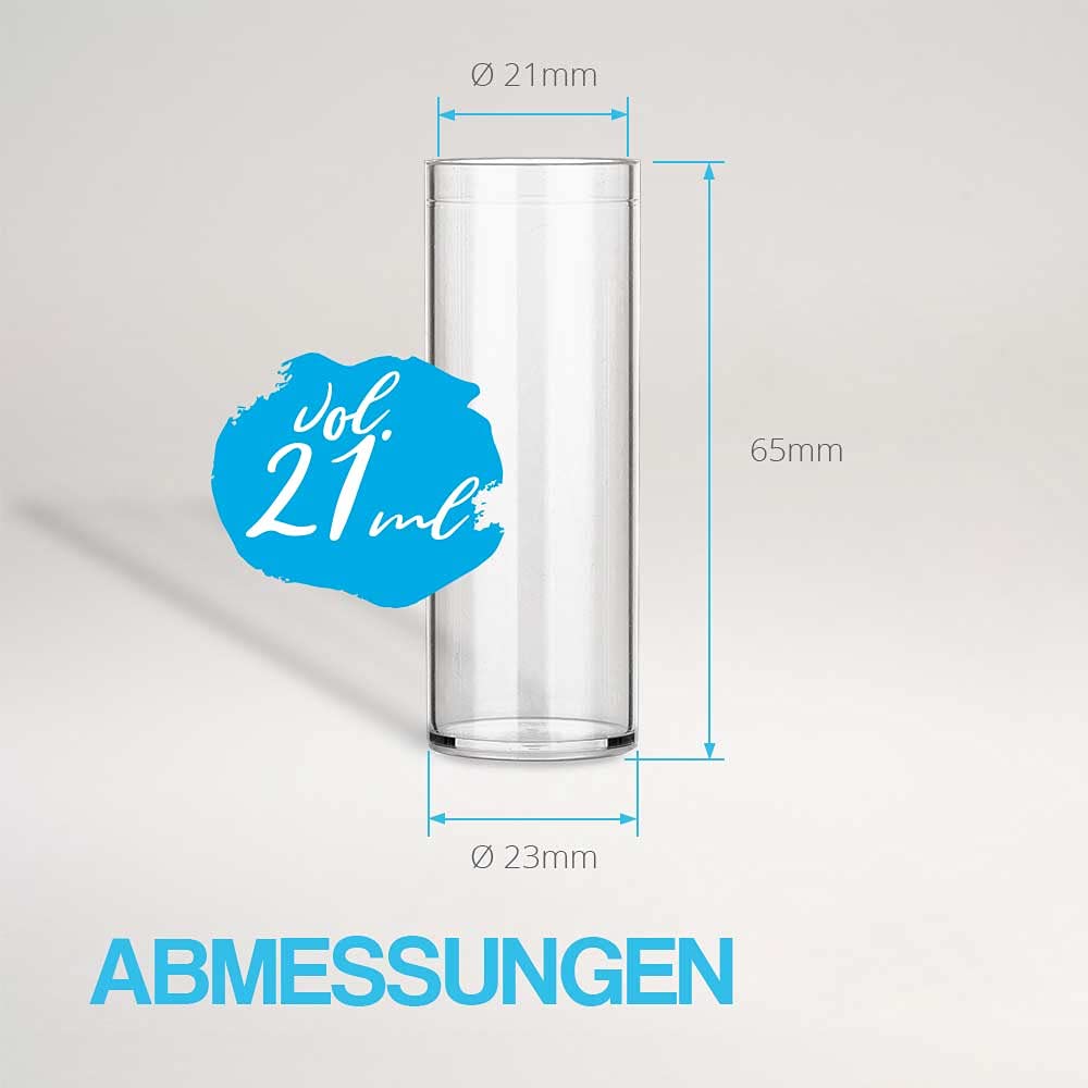 Tuuters 100x Kunststoff Reagenzgläser mit Korken, Kunststoffröhrchen (65 x Ø23, Flachlamelle) 65 x Ø