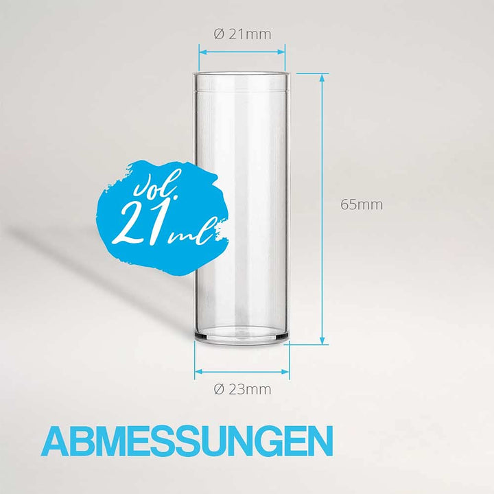 Tuuters 100x Kunststoff Reagenzgläser mit Korken, Kunststoffröhrchen (65 x Ø23, Flachlamelle) 65 x Ø