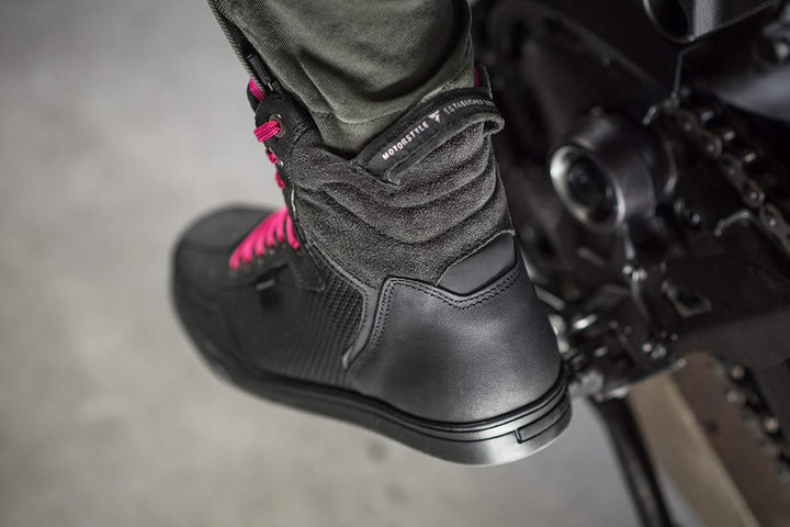 SHIMA Rebel Lady, Motorradschuhe Urban Damen Motorradstiefel Stadt Sneakers Fluo Schwarz Schwarz 36