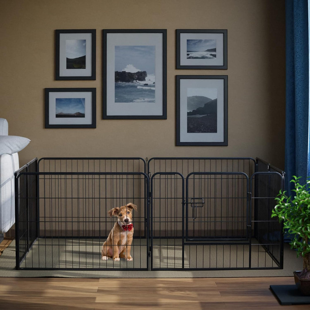 Qianruida Welpenauslauf 60 cm Hoch Welpenlaufstall Für drinnen und draussen Hundelaufstall Metall Za