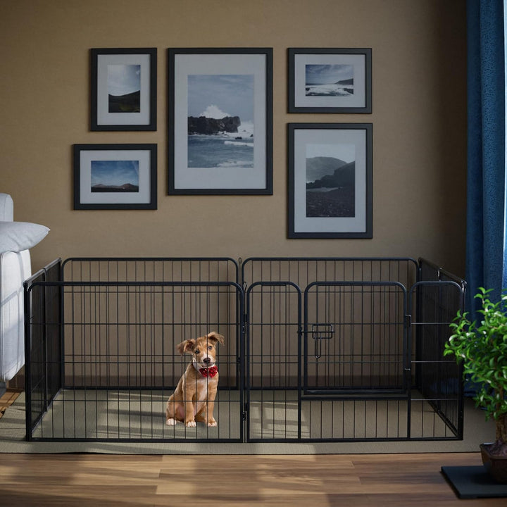 Qianruida Welpenauslauf 60 cm Hoch Welpenlaufstall Für drinnen und draussen Hundelaufstall Metall Za