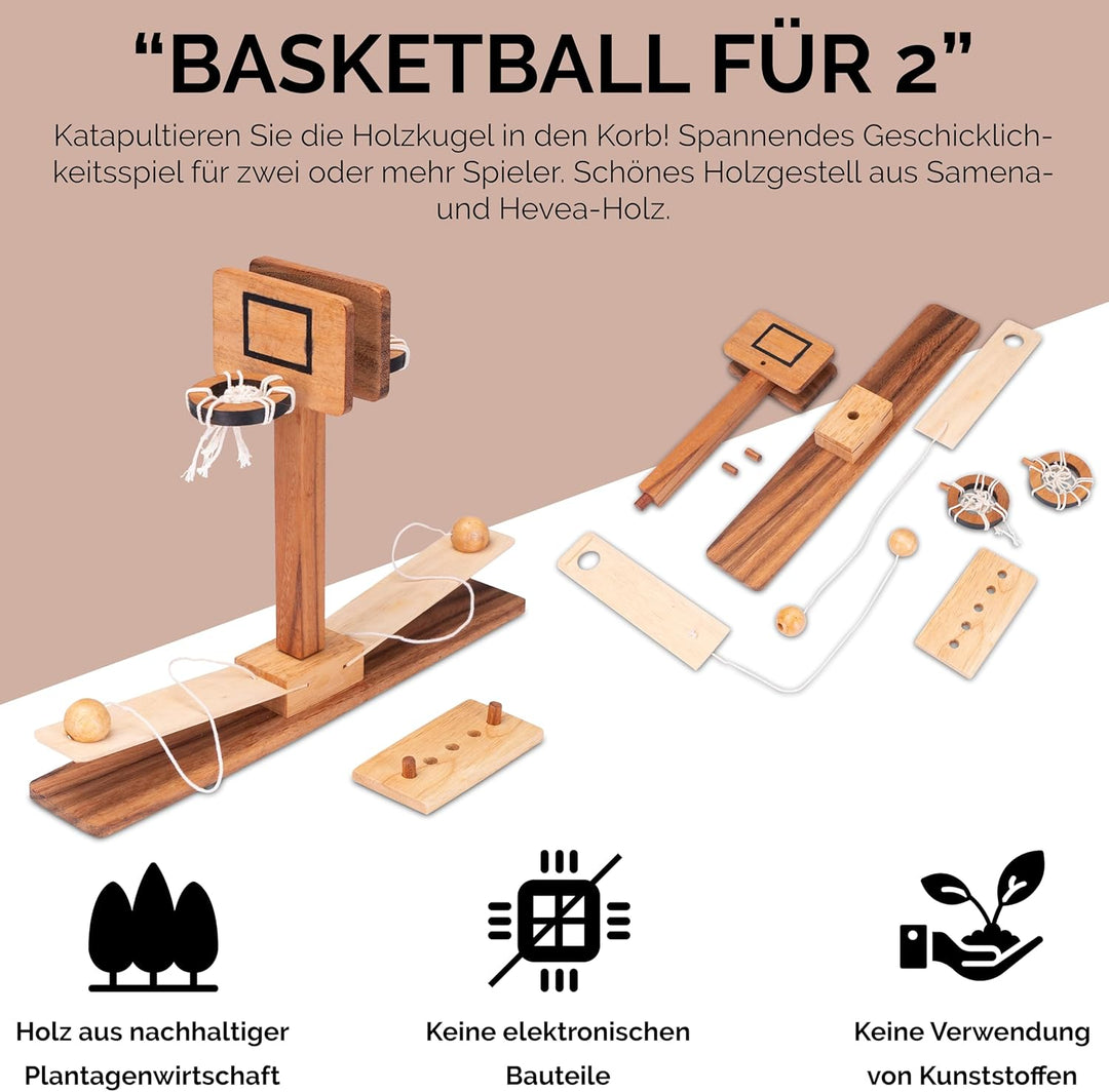 LOGOPLAY Basketball für 2 Spieler- Geschicklichkeitsspiel aus Holz - Montessori, 2 Spieler