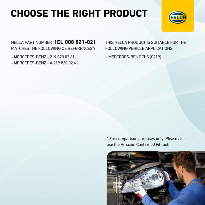 HELLA 1EL 008 821-021 Halogen-Hauptscheinwerfer - rechts - für u.a. Mercedes-Benz Cls (C219) Rechts