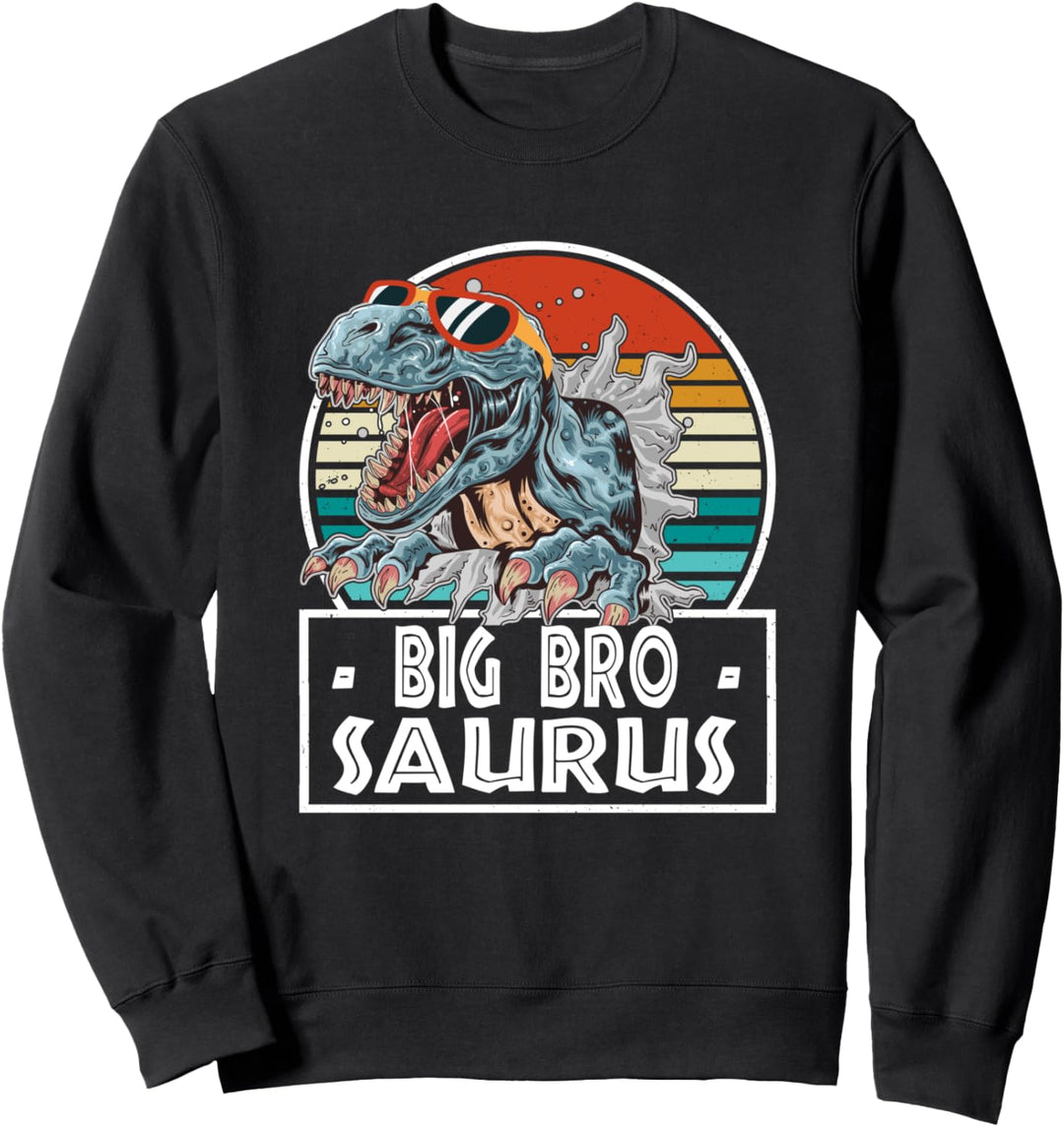 Big Bro Saurus Vintage T-rex Dinosaur Funny Family Matching Sweatshirt