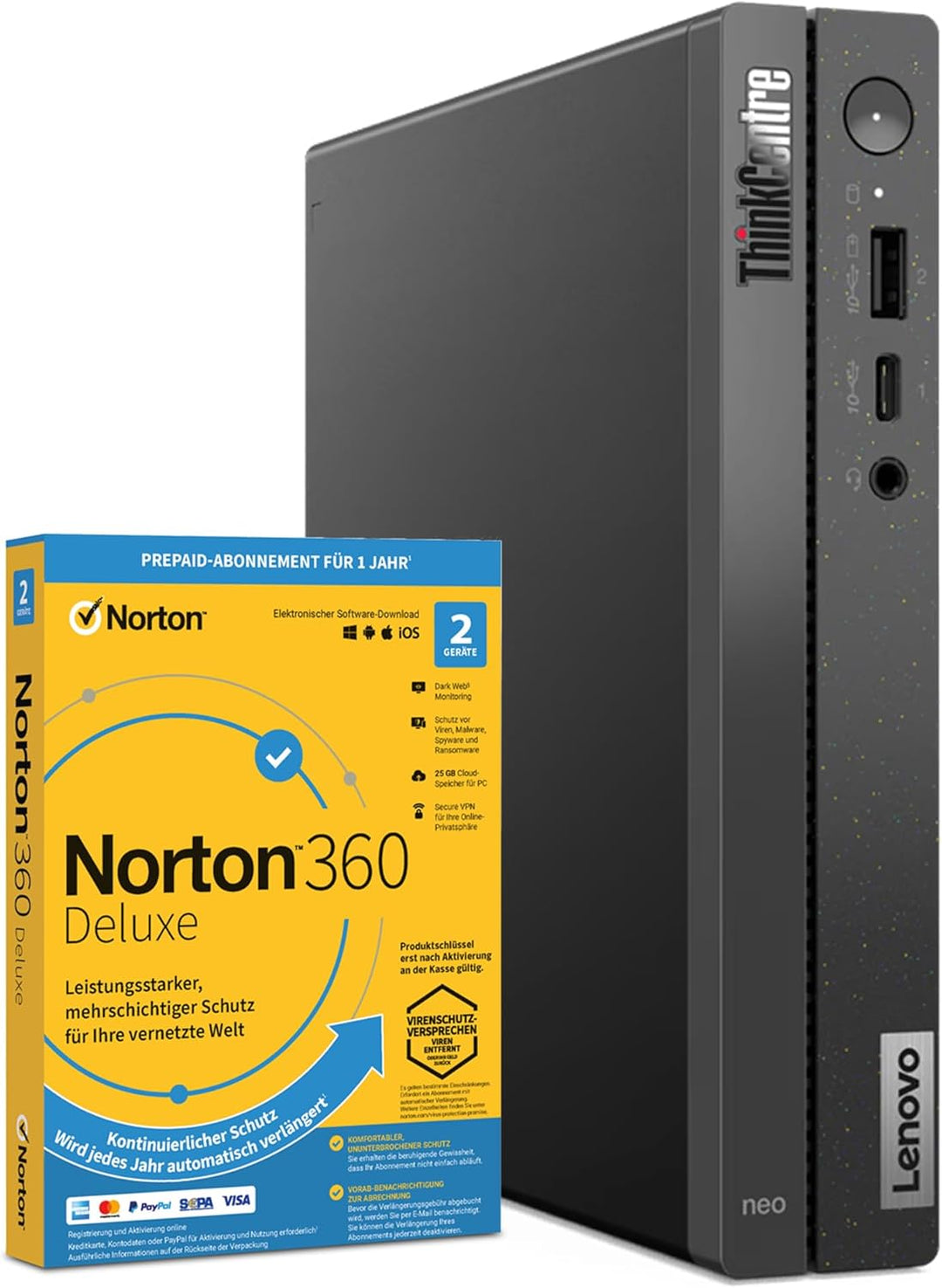 Lenovo ThinkCentre neo 50q Gen 4, Mini PC, Intel Celeron 7305, 5 x bis zu 4.10 GHz, 8 GB DDR4, 256GB