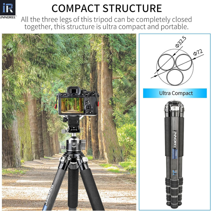 Kohlefaser-Stativ-INNOREL CT85C Ohne Kopf Super professionelles tragbares Reisestativ für DSLR-Kamer