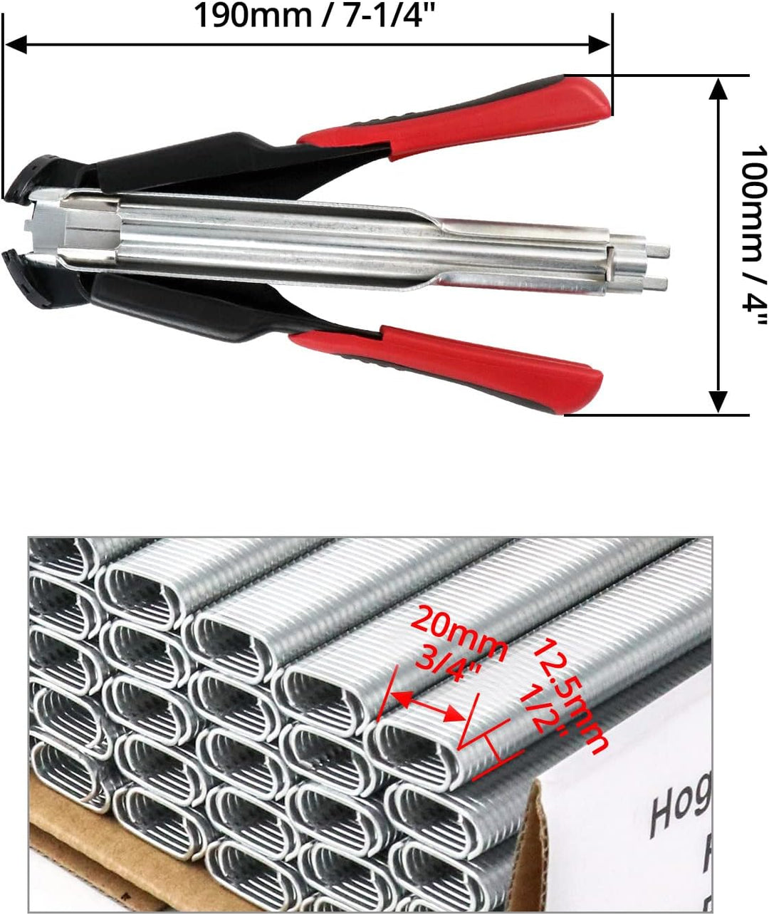 QWORK Hog Ring Zange Kit, Automatische Zaun Zange mit 2500 Stück Hog Ringe für Tierzaunmatratzen, Au