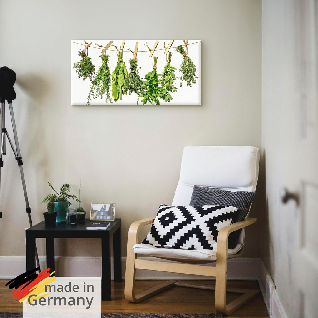 ARTland Leinwandbilder Wandbild Bild auf Leinwand 100x50 cm Kräuter Gewürze Pflanzen Lebensmittel Me