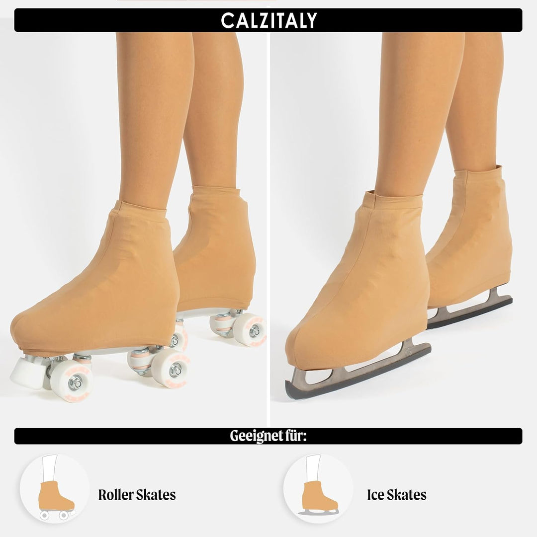 CALZITALY Skates Cover, Rollschuhe und Schlittschuhe Überzieher, Hautfarbe, Karamell, Schwarz, Schuh