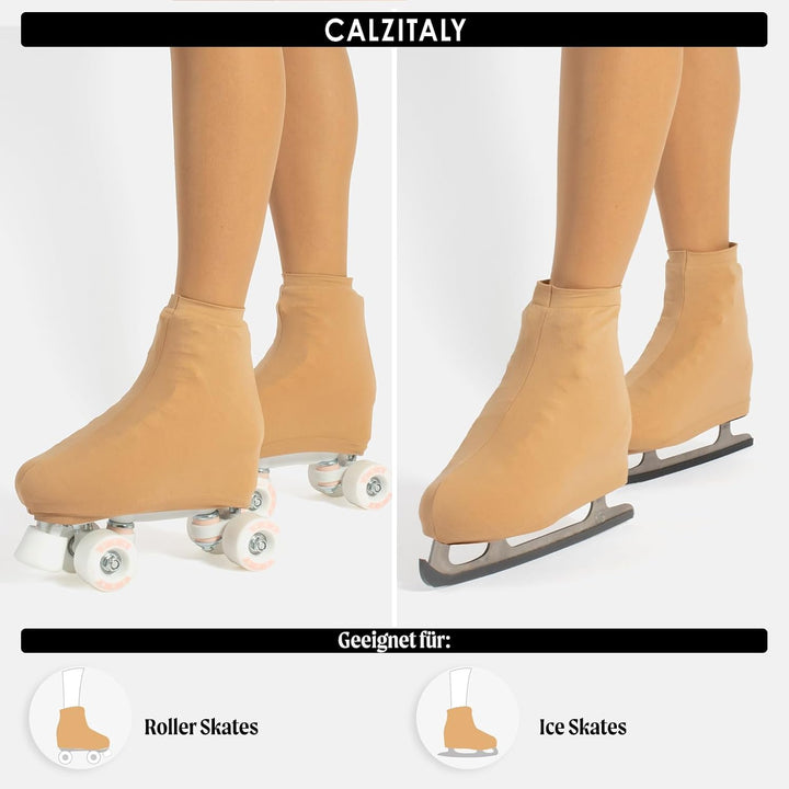 CALZITALY Skates Cover, Rollschuhe und Schlittschuhe Überzieher, Hautfarbe, Karamell, Schwarz, Schuh