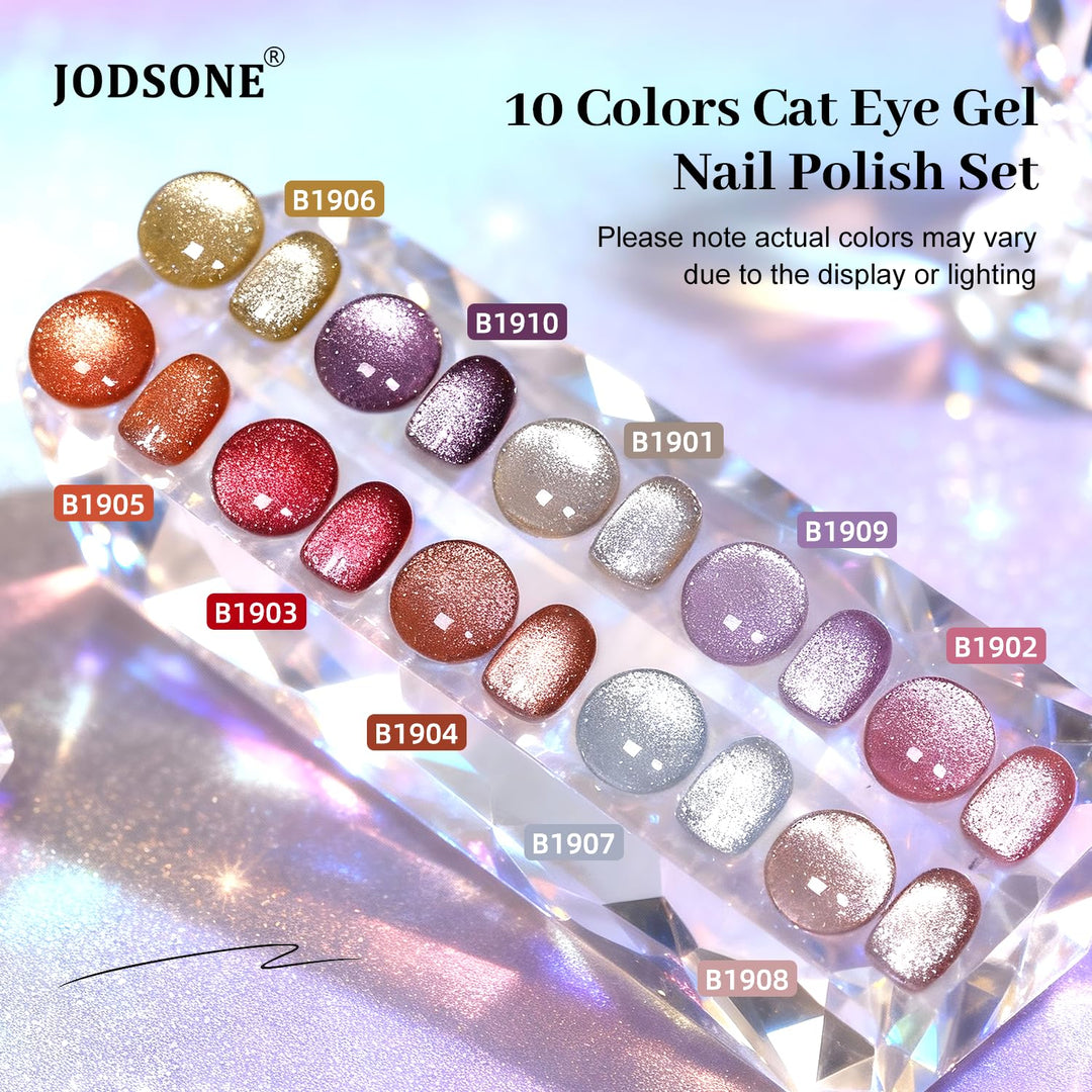 JODSONE Cat Eye Gel Nagellack-Set - 10 Farben mit Magnet Cat Eye Gel Nagellack Sparkling-CE, Sparkli