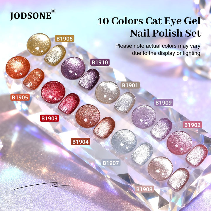 JODSONE Cat Eye Gel Nagellack-Set - 10 Farben mit Magnet Cat Eye Gel Nagellack Sparkling-CE, Sparkli