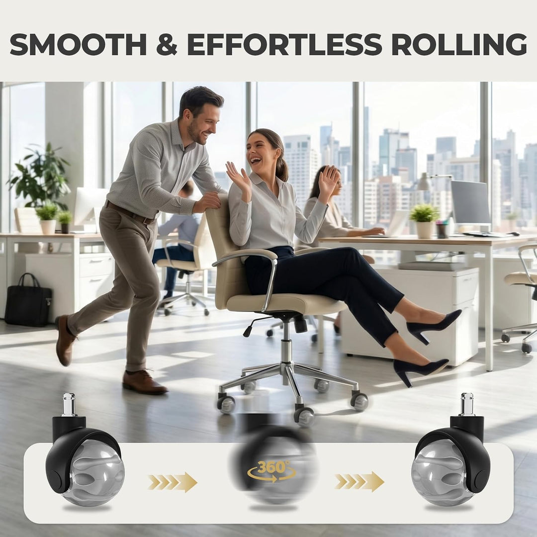 Sytopia Bürostuhl Rollen 5er Set in Grau, Rollen für Bürostühle 11 x 22 mm für Teppichböden, Hartbod