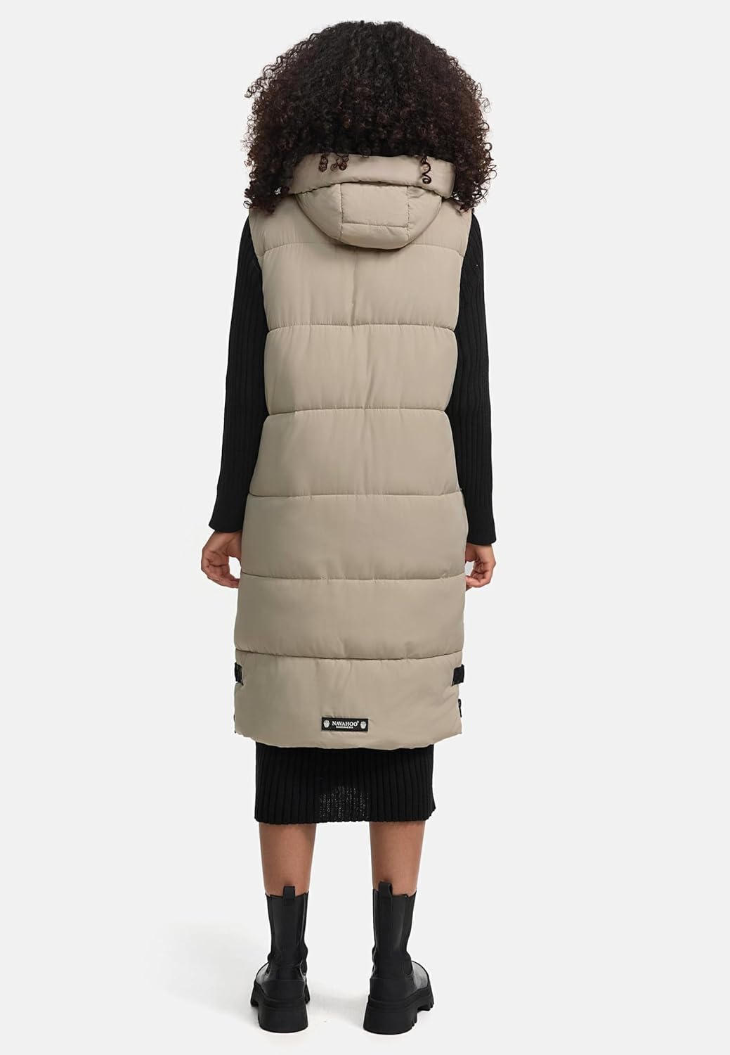 Navahoo Damen ärmellose lange Outdoorweste warme Winterjacke Schnuffelchen XS-3XL XS Pebble Grey, XS