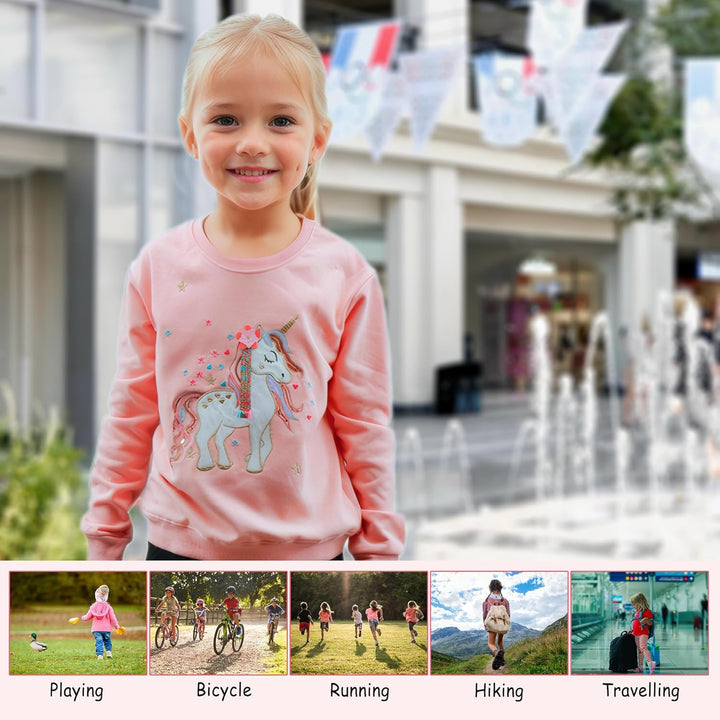 Vckrio Sweatshirt für Mädchen Kinder Strickpullover mit Glitzer Pailletten Stickerei Langarmshirt Ba